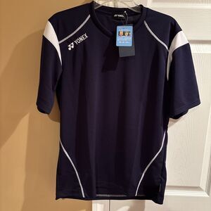 Yonex Very Cool NWT Mens Large Badminton Shirt Sportswear Navy Blue Short Sleeve